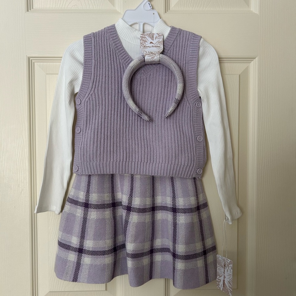New with tags- Girls Tommy Bahama Lavender and Cream Knit Ensemble